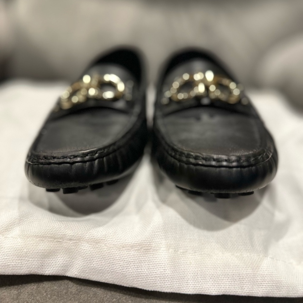 Salvatore Ferragamo Black Loafers with Gold Accent - Picture 3 of 4